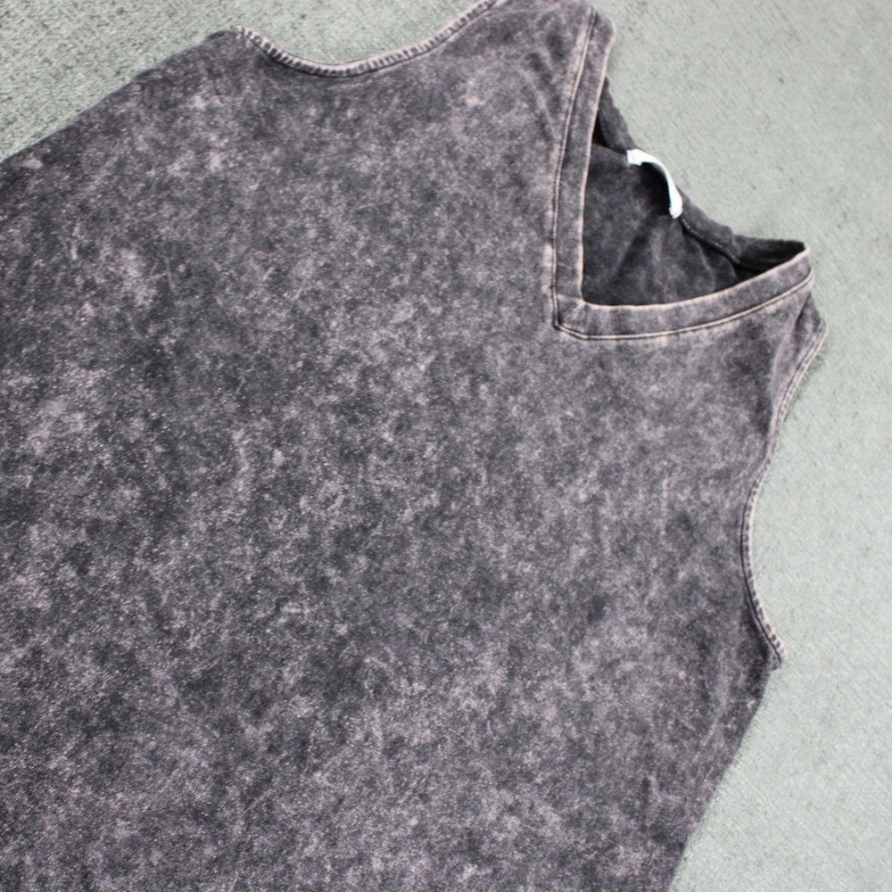 Zenana Women Large Mineral Wash V-Neck Tank Top High Low Hem CT-3064AB Charcoal